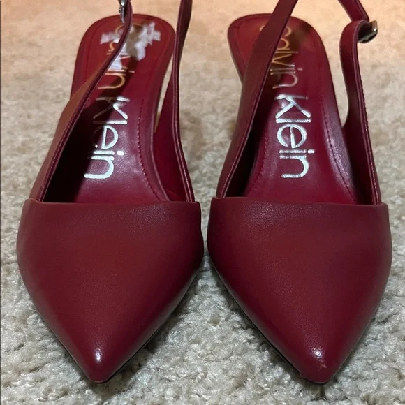 Calvin Klein Burgundy Slingback Heels - Picture 2 of 10